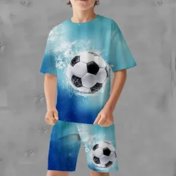 Boys 3D Graphic Football T-shirt & Shorts T-shirt Set Clothing Set Short Sleeve 3D prints Summer Spring Active Sports Fashion Kids 3-13 Years Outdoor Vacation Street Regular Fit