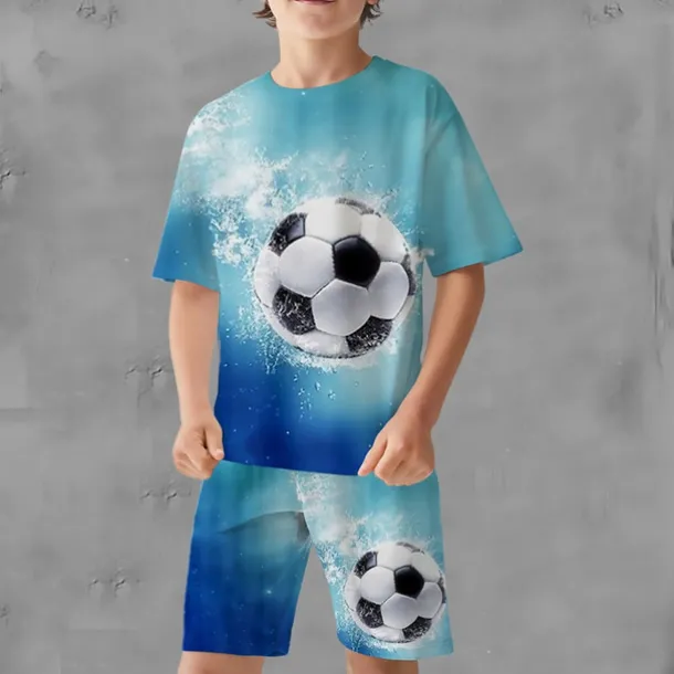 Boys 3D Graphic Football T-shirt & Shorts T-shirt Set Clothing Set Short Sleeve 3D prints Summer Spring Active Sports Fashion Kids 3-13 Years Outdoor Vacation Street Regular Fit