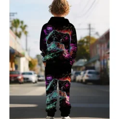 Boys 3D Graphic Game Hoodie & Sweatpants Set Sports Suit Tracksuits Long Sleeve Spring Fall Daily Basic Casual Kids 4-12 Years Hooded Outdoor Vacation Sports Tailored Fit