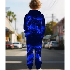 Boys 3D Graphic Game Hoodie & Sweatpants Set Sports Suit Tracksuits Long Sleeve Spring Fall Daily Basic Casual Kids 4-12 Years Hooded Outdoor Vacation Sports Tailored Fit