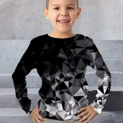 Boys 3D Graphic Geometric Color Block T shirt Tee Long Sleeve 3D Print Summer Spring Fall Sports Fashion Streetwear Kids 3-12 Years Outdoor Casual Daily Regular Fit