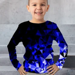 Boys 3D Graphic Geometric Color Block T shirt Tee Long Sleeve 3D Print Summer Spring Fall Sports Fashion Streetwear Kids 3-12 Years Outdoor Casual Daily Regular Fit