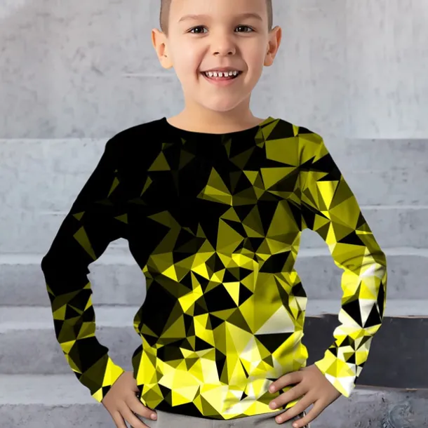 Boys 3D Graphic Geometric Color Block T shirt Tee Long Sleeve 3D Print Summer Spring Fall Sports Fashion Streetwear Kids 3-12 Years Outdoor Casual Daily Regular Fit