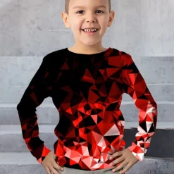 Boys 3D Graphic Geometric Color Block T shirt Tee Long Sleeve 3D Print Summer Spring Fall Sports Fashion Streetwear Kids 3-12 Years Outdoor Casual Daily Regular Fit