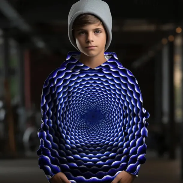 Boys 3D Graphic Geometric Hoodie Long Sleeve Spring Fall Fashion Streetwear Kids 4-12 Years Hooded Outdoor Casual Daily Regular Fit