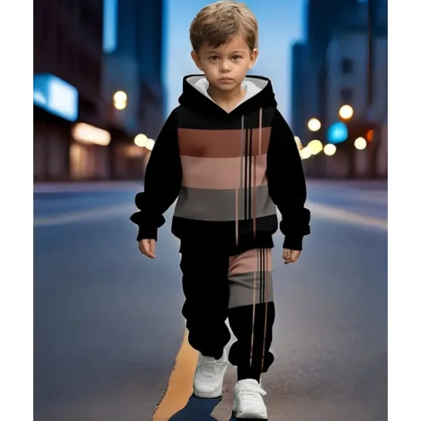 Boys 3D Graphic Hoodie & Sweatpants Set Sports Suit Tracksuits Long Sleeve Spring Fall Daily Basic Casual Kids 4-12 Years Hooded Outdoor Vacation Sports Tailored Fit