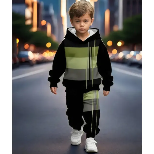 Boys 3D Graphic Hoodie & Sweatpants Set Sports Suit Tracksuits Long Sleeve Spring Fall Daily Basic Casual Kids 4-12 Years Hooded Outdoor Vacation Sports Tailored Fit