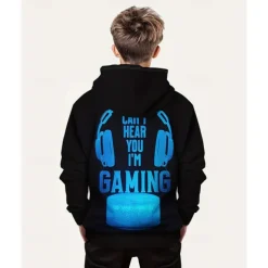 Boys 3D Graphic Hoodie Long Sleeve Spring Fall Fashion Streetwear Kids 4-12 Years Hooded Outdoor Casual Daily Regular Fit