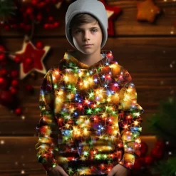 Boys 3D Graphic Hoodie Long Sleeve Spring Fall Fashion Streetwear Kids 4-12 Years Hooded Outdoor Casual Daily Regular Fit