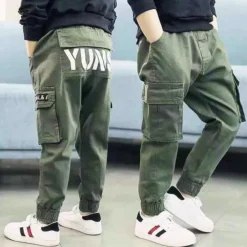 Boys 3D Graphic Letter Pants Spring Fall Active Basic Cotton Kids 4-12 Years Casual Daily Regular Fit