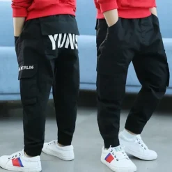 Boys 3D Graphic Letter Pants Spring Fall Active Basic Cotton Kids 4-12 Years Casual Daily Regular Fit