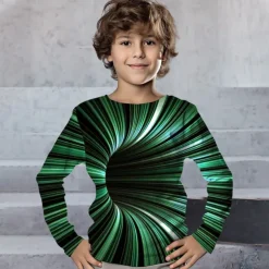 Boys 3D Graphic Optical Illusion T shirt Tee Long Sleeve 3D Print Summer Spring Fall Sports Fashion Streetwear Kids 3-12 Years Outdoor Casual Daily Regular Fit