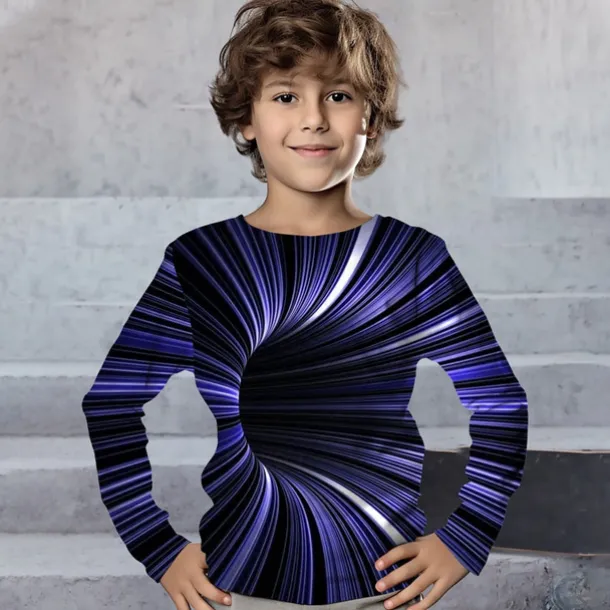 Boys 3D Graphic Optical Illusion T shirt Tee Long Sleeve 3D Print Summer Spring Fall Sports Fashion Streetwear Kids 3-12 Years Outdoor Casual Daily Regular Fit