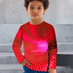 Boys 3D Graphic Optical Illusion T shirt Tee Long Sleeve 3D Print Summer Spring Fall Sports Fashion Streetwear Kids 3-12 Years Outdoor Casual Daily Regular Fit