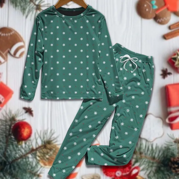 Boys 3D Graphic Snowflake Christmas Pajamas Pajama Sets Tee & Pants Pajama Sets Long Sleeve 3D Print Fall Winter Active Basic Kids 4 years+ Crew Neck Home Daily Regular Fit