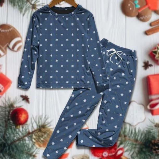 Boys 3D Graphic Snowflake Christmas Pajamas Pajama Sets Tee & Pants Pajama Sets Long Sleeve 3D Print Fall Winter Active Basic Kids 4 years+ Crew Neck Home Daily Regular Fit