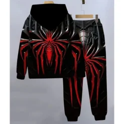 Boys 3D Graphic Spider Hoodie & Sweatpants Set Sports Suit Tracksuits Long Sleeve Spring Fall Daily Basic Casual Kids 4-12 Years Hooded Outdoor Vacation Sports Tailored Fit