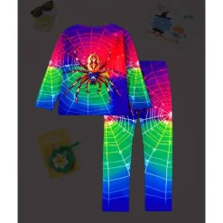 Boys 3D Graphic Spider Pajama Sets Tee & Pants Pajama Sets Long Sleeve 3D Print Fall Winter Active Basic Kids 4 years+ Crew Neck Home Daily Regular Fit