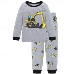 Boys 3D Graphic T-shirt Set T-shirt & Legging Long Sleeve Spring Fall Daily Casual Comfort Kids 4-12 Years Crew Neck Vacation Tailored Fit