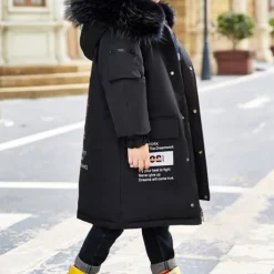 Boys 3D Letter Coat Parka Long Sleeve Fall Winter Active Cool Kids 4-12 Years Vacation Daily Regular Fit