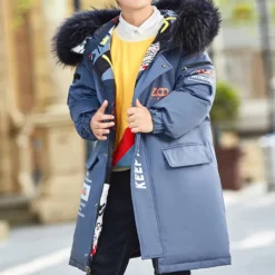 Boys 3D Letter Coat Parka Long Sleeve Fall Winter Active Cool Kids 4-12 Years Vacation Daily Regular Fit