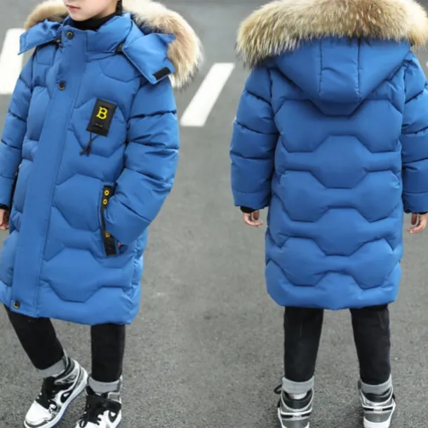 Boys 3D Letter Coat Parka Long Sleeve Fall Winter Active Cool Kids 4-12 Years Vacation Daily Regular Fit