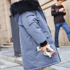 Boys 3D Letter Coat Parka Long Sleeve Fall Winter Active Cool Kids 4-12 Years Vacation Daily Regular Fit