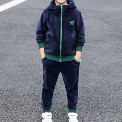 Boys 3D Letter Hoodie & Sweatpants Set Clothing Set Long Sleeve Fall Winter Fashion Cool Kids 3-12 Years Vacation Regular Fit