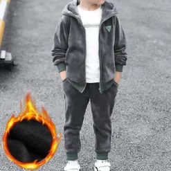 Boys 3D Letter Hoodie & Sweatpants Set Clothing Set Long Sleeve Fall Winter Fashion Cool Kids 3-12 Years Vacation Regular Fit