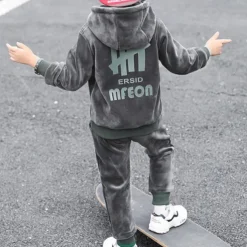 Boys 3D Letter Hoodie & Sweatpants Set Clothing Set Long Sleeve Fall Winter Fashion Cool Kids 3-12 Years Vacation Regular Fit