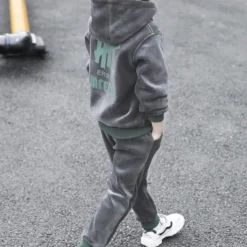 Boys 3D Letter Hoodie & Sweatpants Set Clothing Set Long Sleeve Fall Winter Fashion Cool Kids 3-12 Years Vacation Regular Fit