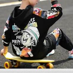 Boys' 3D Letter Hoodie & Sweatpants Set Tracksuits Long Sleeve Fall Cool Street Style Kids 5-13 Years Outdoor Loose Fit