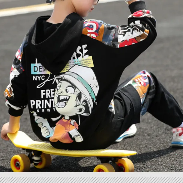 Boys' 3D Letter Hoodie & Sweatpants Set Tracksuits Long Sleeve Fall Cool Street Style Kids 5-13 Years Outdoor Loose Fit