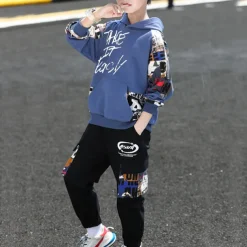 Boys' 3D Letter Hoodie & Sweatpants Set Tracksuits Long Sleeve Fall Cool Street Style Kids 5-13 Years Outdoor Loose Fit