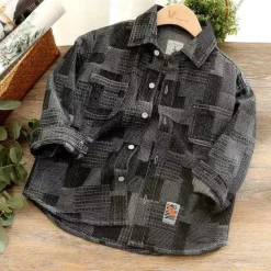 Boys' 3D Plaid Coat Outerwear Long Sleeve Spring Fall Streetwear Sport Basic Kids 4-12 Years Vacation Sport Daily Regular Fit