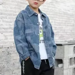 Boys' 3D Plaid Coat Outerwear Long Sleeve Spring Fall Streetwear Sport Basic Kids 4-12 Years Vacation Sport Daily Regular Fit