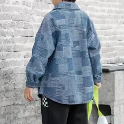 Boys' 3D Plaid Coat Outerwear Long Sleeve Spring Fall Streetwear Sport Basic Kids 4-12 Years Vacation Sport Daily Regular Fit