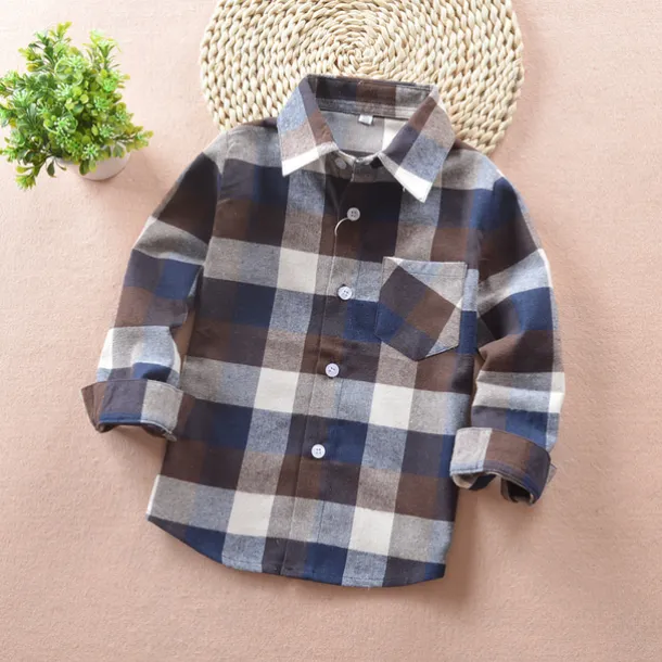 Boys 3D Plaid Shirts Long Sleeve Fall Fashion Casual Kids 3-12 Years School Going out Casual Daily Regular Fit