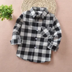 Boys 3D Plaid Shirts Long Sleeve Fall Fashion Casual Kids 3-12 Years School Going out Casual Daily Regular Fit