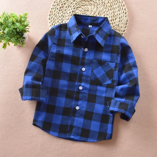 Boys 3D Plaid Shirts Long Sleeve Fall Fashion Casual Kids 3-12 Years School Going out Casual Daily Regular Fit