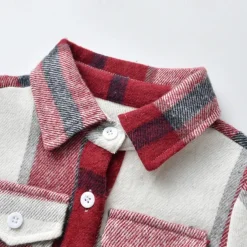 Boys 3D Plaid Shirts Long Sleeve Fall Winter Fashion Basic Kids 4-12 Years Lapel Outdoor Casual Daily Regular Fit