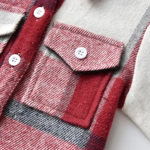 Boys 3D Plaid Shirts Long Sleeve Fall Winter Fashion Basic Kids 4-12 Years Lapel Outdoor Casual Daily Regular Fit