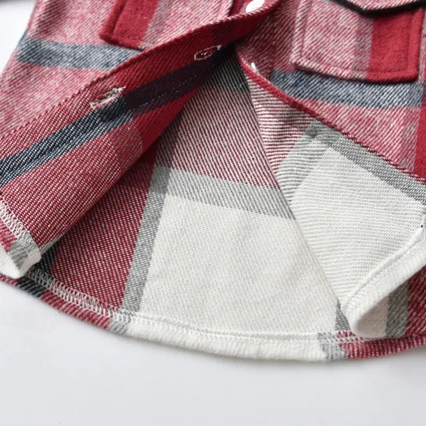 Boys 3D Plaid Shirts Long Sleeve Fall Winter Fashion Basic Kids 4-12 Years Lapel Outdoor Casual Daily Regular Fit