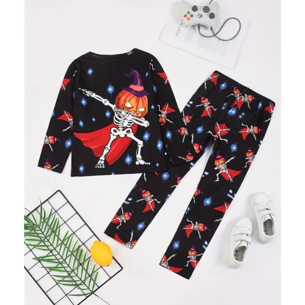 Boys 3D Pumpkin Pajama Sets Tee & Pants Pajama Sets Long Sleeve 3D Print Fall Winter Active Basic Polyester Kids 4 years+ Crew Neck Home Daily Regular Fit