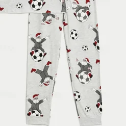 Boys 3D Santa Claus Football Christmas Pajamas Christmas Sets Pajama Sets Long Sleeve 3D Print Fall Winter Active Cool Daily Kids 3-12 Years Crew Neck Home Causal Indoor Regular Fit