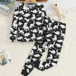 Boys 3D Santa Claus Football Christmas Pajamas Christmas Sets Pajama Sets Long Sleeve 3D Print Fall Winter Active Cool Daily Kids 3-12 Years Crew Neck Home Causal Indoor Regular Fit