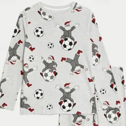 Boys 3D Santa Claus Football Christmas Pajamas Christmas Sets Pajama Sets Long Sleeve 3D Print Fall Winter Active Cool Daily Kids 3-12 Years Crew Neck Home Causal Indoor Regular Fit