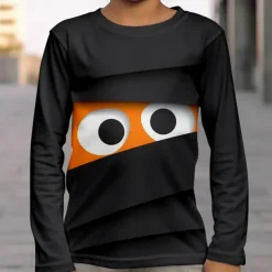 Boys 3D Skull Optical Illusion T shirt Tee Long Sleeve 3D Print Fall Winter Sports Fashion Streetwear Kids 3-12 Years Outdoor Halloween Regular Fit