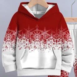 Boys 3D Snowflake Christmas Sets Hoodie & Sweatpants Set Long Sleeve 3D Printing Fall Winter Active Fashion Cool Kids 3-12 Years Hooded Outdoor Vacation Street Regular Fit