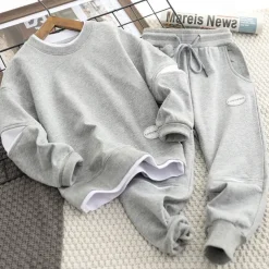 Boys 3D Solid Color Hoodie & Sweatpants Set Clothing Set Long Sleeve Fall Winter Daily Casual Kids 4-13 Years Vacation Regular Fit